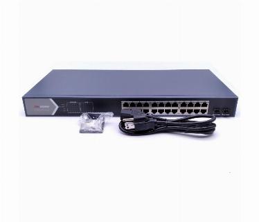 SWITCH 24 PUERTOS HIKVISION, 24 — GIGABIT POE,  300M (CAMARA),PROTOCOLOS DE GESTION DE CAPA 2, (STP/RSTP, VLAN,SNMP, QOS)