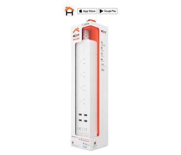 REGLETA SMART WIFI 110V NEXXT, 4 ENTRADAS + 4 ENTRADAS USB, PROGRAMABLE PARA ENCENDIDO Y APAGADO POR SOFTWARE, ALERTA POR APLICACIÓN Y AGENDA DE USO. (NHP-E610)