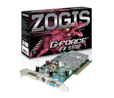 TARJETA DE VIDEO ZOGIS FX5500 NVIDIA 256MB/128BIT/GDDR, 1 DVI + 1 VGA + 1 S-VIDEO