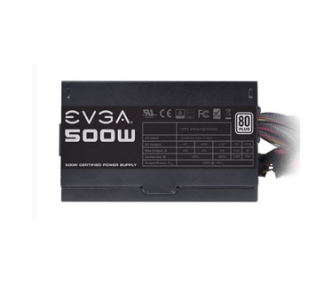 POWER SUPPLY EVGA 500W 80 PLUS CERTIFIED ACTIVE PFC CONTINUOUS ATX12V / EPS12V INTEL 4TH GEN CPU READY