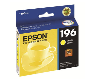 CARTUCHO EPSON AMARILLO 196 PARA IMPRESORA XP101 / XP201 / XP211 / XP214 / XP401 / XP411 / WF-2532 