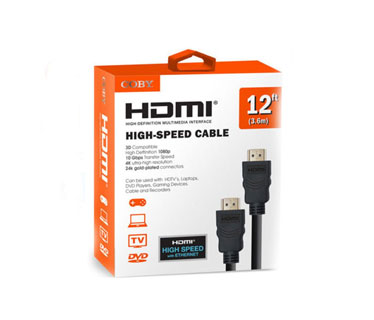 CABLE HDMI 12 PIES COBY, 4K, 2.0 ULTRA-HD, NEGRO.