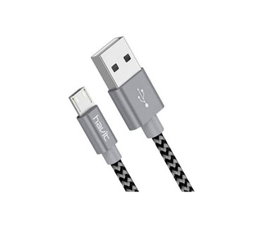 CABLE MICRO USB PARA SMARTPHONES & TABLETS, HAVIT, 3FT, GRIS TRENZADO
