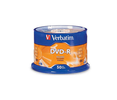 DVD-R VERBATIM LIFE SERIES 16X, WH HUB, IJP, 50PK