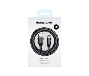 CABLE LIGHTNING PARA SMARTPHONES & TABLETS, CHARGEWORX, 6FT