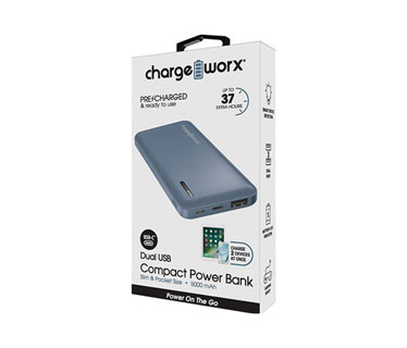 CARGADOR MOVIL (POWER BANK) + FLASHLIGHT, CHARGEWORX, BATERIA RECARGABLE 5000 MAH DUAL USB, CARGA RAPIDA