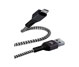 CABLE ARGOM TIPO-A 2.0 A MICRO USB , 1.8M/6.0FT, NYLON TRENZADO, FLEXIBLE, NEGRO.