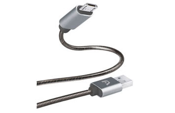 CABLE ARGOM TIPO-A 2.0 A MICRO-USB , 1M / 3.2FT, TRENZADO, FLEXIBLE, GRIS.