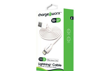 CABLE LIGHTNING CHARGE WORX (CERTIFICADO) 10FT, PARA IPHONE, BLANCO (CX4601WH)
