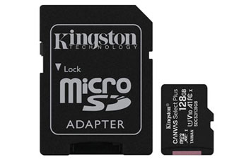 MEMORIA MICROSD 128GB KINGSTON, SDHC, CLASE 10 UHS-1, A1, INCLUYE ADAPTADOR SD